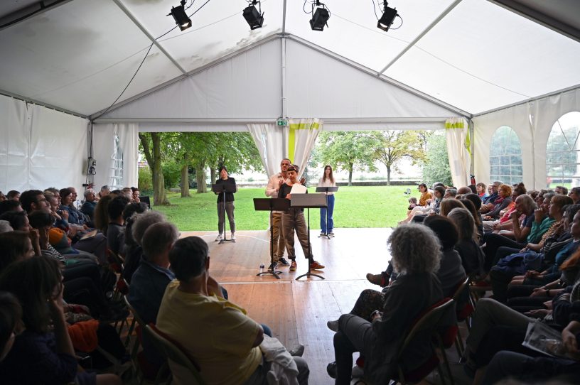 Lecture dirigée par Alexandra Tobelaim, avec Sébastien Eveno, Céline Milliat Baumgartner, Cathy Min Jung et Julie Pilod. © Boris Didym